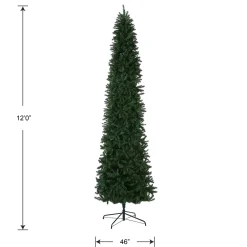 Slim-National Tree Company Artificial Slim Christmas Tree, Green, Kingswood Fir, Includes Stand, 12 Feet
