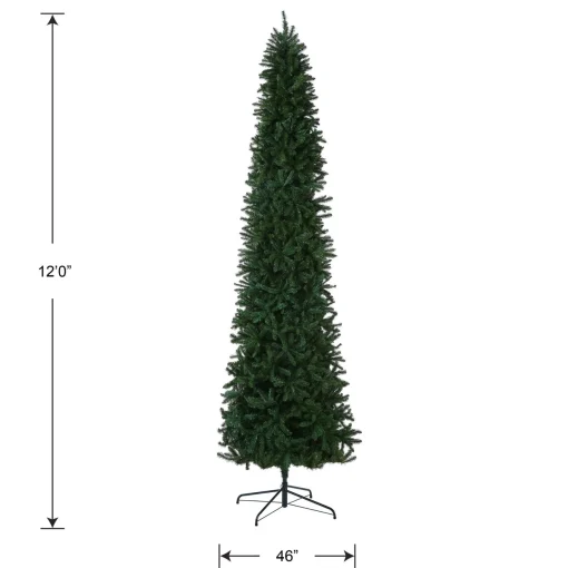 Slim-National Tree Company Artificial Slim Christmas Tree, Green, Kingswood Fir, Includes Stand, 12 Feet