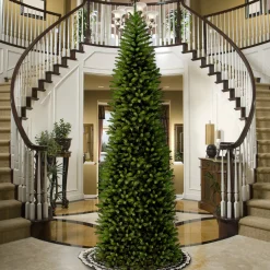 Unlit-National Tree Company Artificial Slim Christmas Tree, Green, Kingswood Fir, Includes Stand, 14 Feet