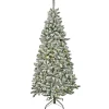 5Ft - 6Ft-National Tree Company Artificial Snowy Chatham Slim Hinged Christmas Tree 3, Pre-Lit With Powerconnect Dual Colored Led Lights, Plug In, 6.5 Ft