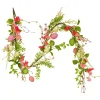 Easter Garland-National Tree Company Artificial Spring Garland, Vine Stem Base, Decorated With Pastel Eggs, Pink Flowers, Berries, Easter Collection, 60 Inches