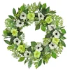 Flower Wreaths-National Tree Company Artificial Spring Wreath, Woven Branch Base, Decorated With Rose And Anemone Flower Blooms, Leafy Greens, Spring Collection, 24 Inches