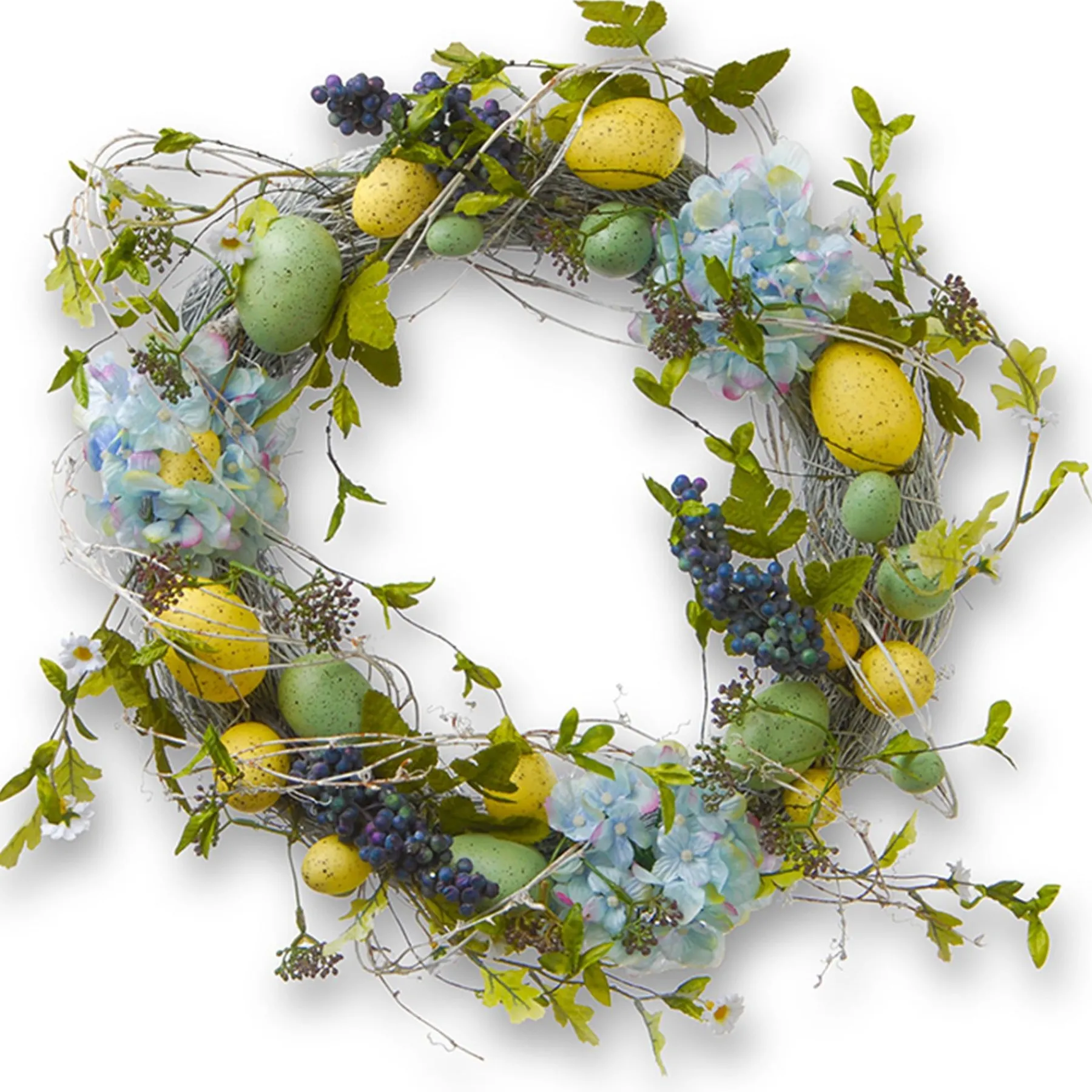 Easter Wreath-National Tree Company Artificial Spring Wreath, Decorated With Pastel Eggs, Berry Clusters, Hydrangea Blooms, Easter Collection, 18 Inches