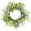 Easter Wreath-National Tree Company Artificial Spring Wreath, Woven Branch Base, Decorated With Blue Flower Blooms, Pastel Eggs, Berries, Easter Collection, 20 Inches