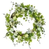 Easter Wreath-National Tree Company Artificial Spring Wreath, Woven Branch Base, Decorated With Pastel Eggs, Blue Flowers, Ivy, Leafy Greens, Easter Collection, 22 Inches
