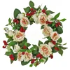 Flower Wreaths-National Tree Company Artificial Spring Wreath, Woven Branch Base, Decorated With Peony Flowers, Raspberries, Leafy Greens, Spring Collection, 22 Inches