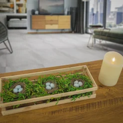 Easter Table Decor-National Tree Company Artificial Triple Nest Table Decoration, Wooden Centerpiece, Includes 3 Bird'S Nests With Pastel Eggs, Easter Collection, 17 Inches