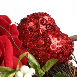 Valentine'S Day Wreath-National Tree Company Artificial Valentine'S Floral Heart Wreath, Red, Decorated With Roses, Vines, Berry Clusters, Valentine'S Day Collection, 20 Inches