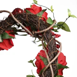 Valentine'S Day Wreath-National Tree Company Artificial Valentine'S Floral Heart Wreath, Red, Decorated With Roses, Vines, Berry Clusters, Valentine'S Day Collection, 20 Inches