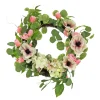 Flower Wreaths-National Tree Company Artificial Wreath Decoration, Pink, Woven Branch Base, Decorated With Hydrangea And Tulip Blooms, Eucalyptus Leaves, Flowing Green Stems, Spring Collection, 22 Inches