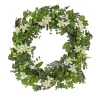 Flower Wreaths-National Tree Company Artificial Wreath Decoration, Green, Woven Branch Base, Decorated With Mixed Flower Blooms, Flowing Green Stems, Spring Collection, 24 Inches