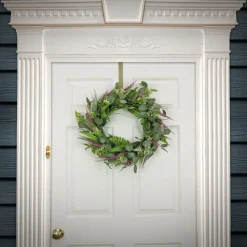 Greenery Wreaths-National Tree Company Artificial Wreath Decoration, Green, Woven Branch Base, Decorated With Eucalyptus Leaves, Lavender, Flowing Green Stems, Spring Collection, 22 Inches