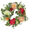 Flower Wreaths-National Tree Company Artificial Wreath Decoration, Pink, Woven Branch Base, Decorated With Mixed Flower Blooms, Flowing Green Stems, Spring Collection, 22 Inches
