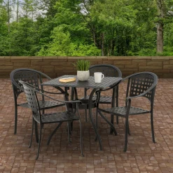 Outdoor Table-National Tree Company Bourton Collection Cast Aluminum All-Weather Dining Table
