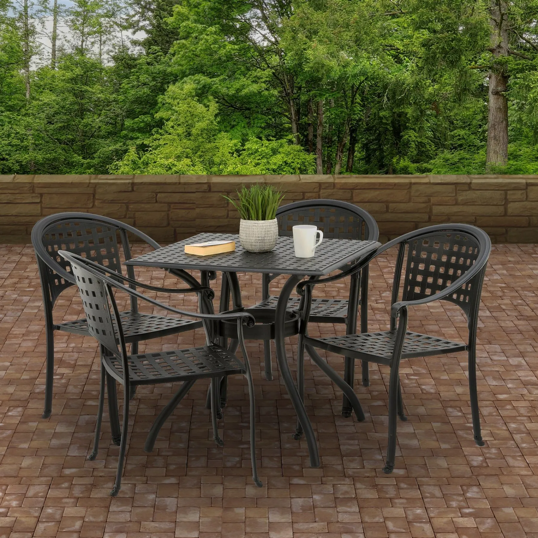 Outdoor Table-National Tree Company Bourton Collection Cast Aluminum All-Weather Dining Table