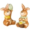 Easter Table Decor-National Tree Company Bunnies Holding Eggstable Decoration, Brown, Easter Collection, 7 Inches
