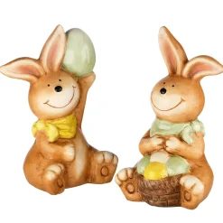 Easter Table Decor-National Tree Company Bunnies Holding Eggstable Decoration, Brown, Easter Collection, 7 Inches