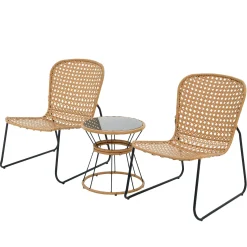 Patio Sets-National Tree Company Cascais Collection 3-Piece All-Weather Wicker Chat Set