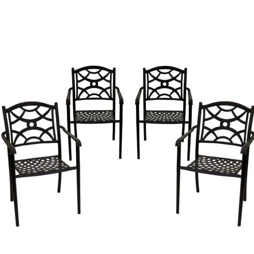 Patio Sets-National Tree Company Darby Collection 4-Piece Cast Aluminum All-Weather Chair Set