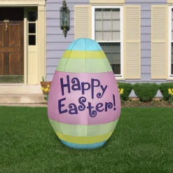 Easter Inflatables-National Tree Company Easter Egg Inflatable Decoration, Pink, Easter Collection, 66 Inches