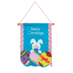 Easter Wall Decor-National Tree Company Easter Greetings Hanging Banner Decoration, Blue, Easter Collection, 18 Inches
