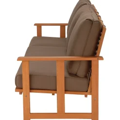 Outdoor Sofa-National Tree Company Eucalyptus Grandis Wood Sofa, Chocolate