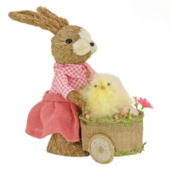 Easter Table Decor-National Tree Company Female Bunny With Wagon Table Decoration, Decorated With Pastel Eggs, Chick, Easter Collection, 14 Inches