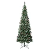 National Tree Company Slim^First Frosted Traditions Slim Christmas Tree With Hinged Branches, Pinecones And Red Berries, 7.5 Ft