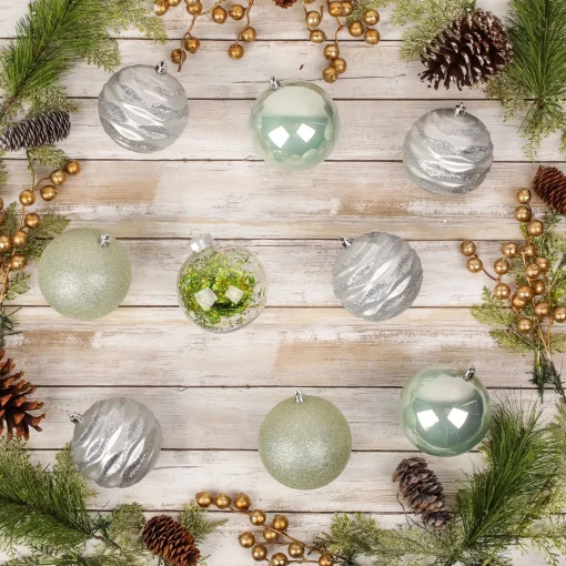 Christmas Ornament-National Tree Company First Traditions - 13" Mint Xmas Ball Decor Set