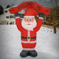 Christmas Inflatable-National Tree Company First Traditions - 7' Red Inflatable Blow Up Santa