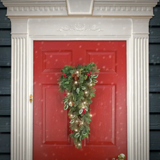 Christmas Greenery-National Tree Company First Traditions 30" Christmas Joy Pre-Lit Swag