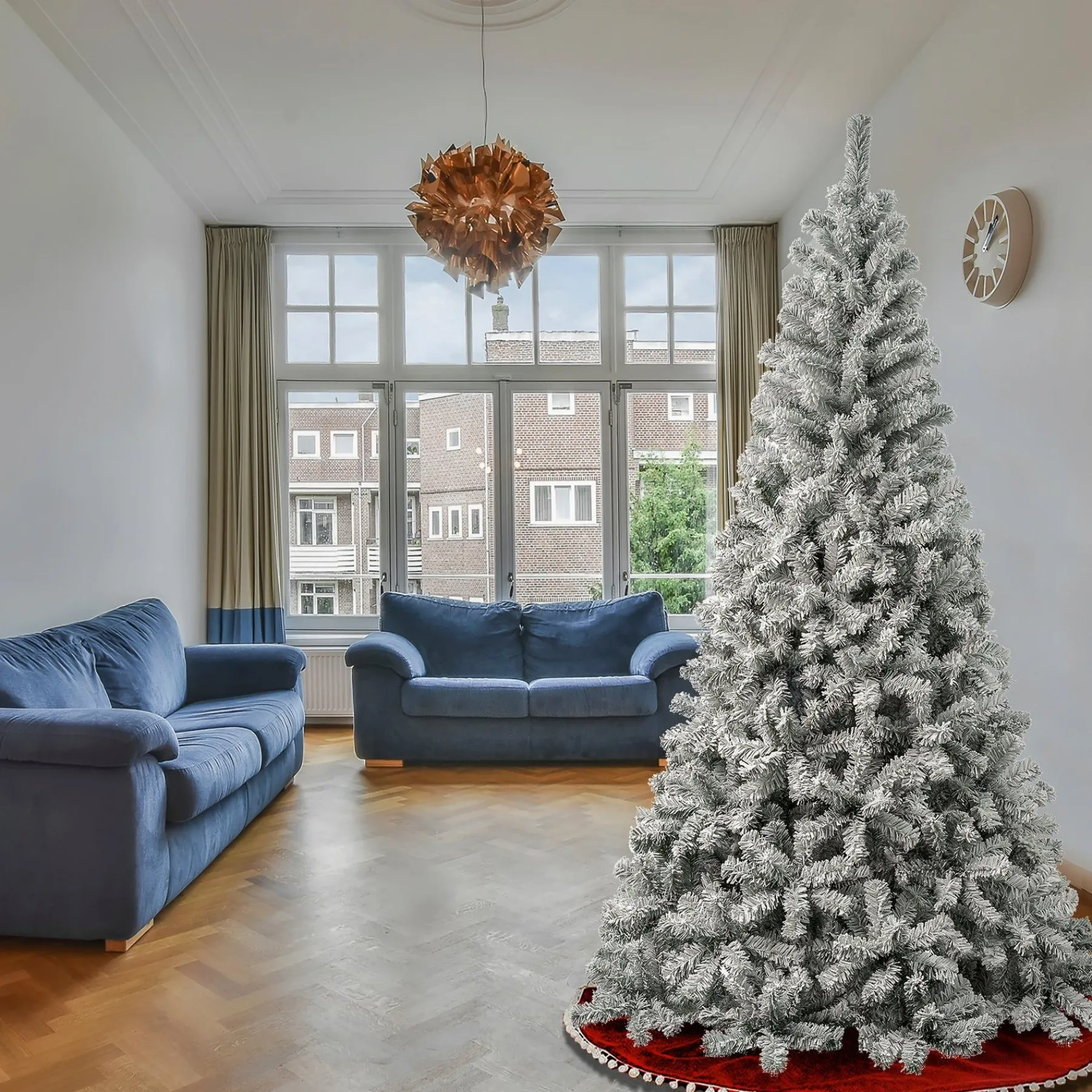 Full-National Tree Company First Traditions 7.5 Ft. Acacia Flocked Tree