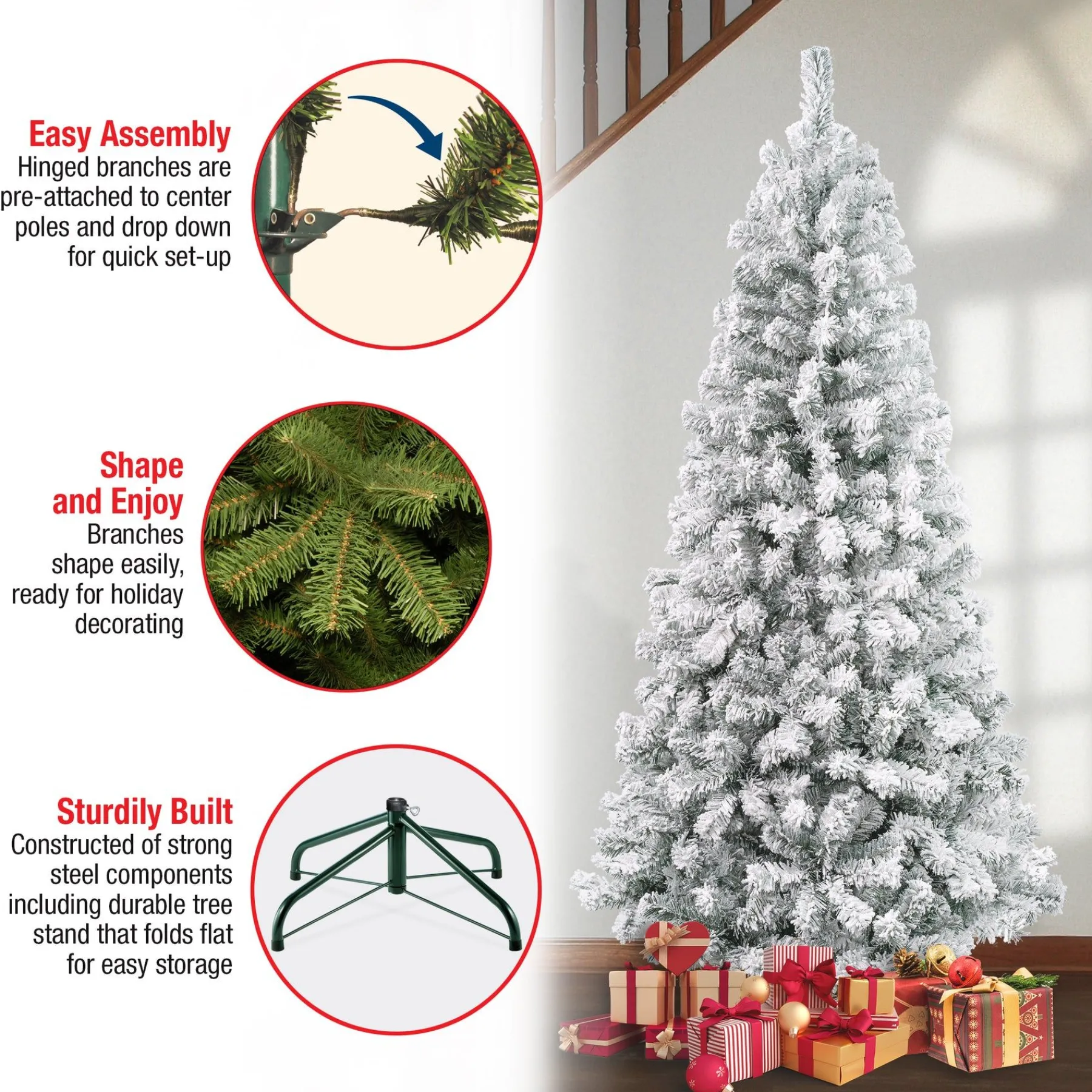 Full-National Tree Company First Traditions 7.5 Ft. Acacia Flocked Tree