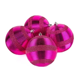 Christmas Ornament-National Tree Company First Traditions 4 Piece Shatterproof Swirling Pink Ornaments