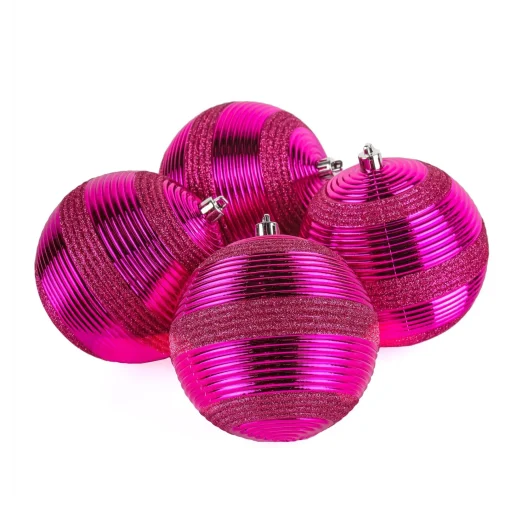 Christmas Ornament-National Tree Company First Traditions 4 Piece Shatterproof Swirling Pink Ornaments