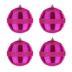 Christmas Ornament-National Tree Company First Traditions 4 Piece Shatterproof Swirling Pink Ornaments