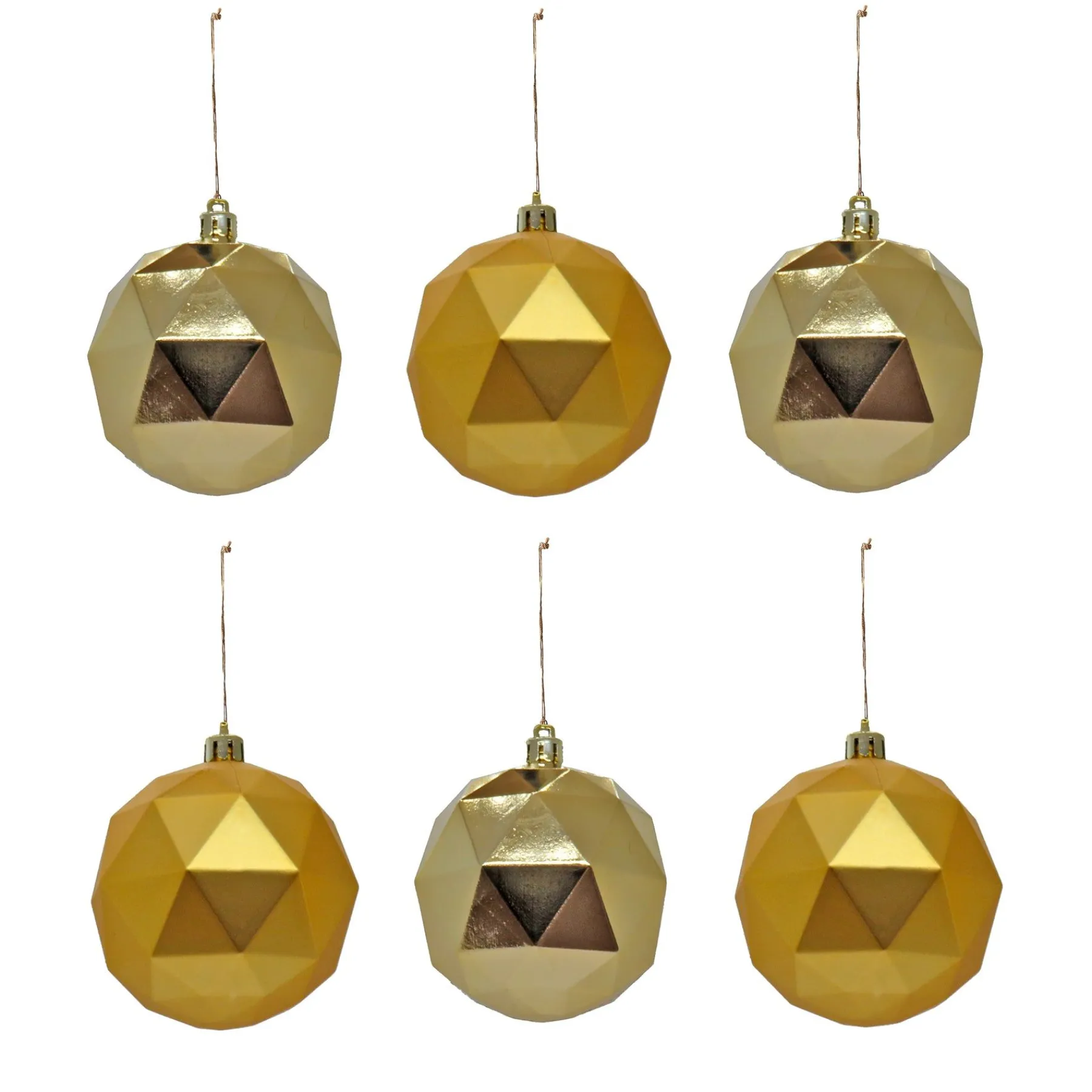 Christmas Ornament-National Tree Company First Traditions 6 Piece Shatterproof Geometric Gold Ornaments