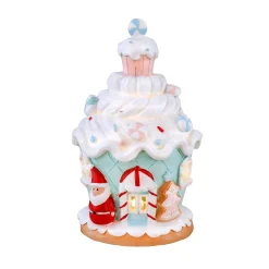 Christmas Accessories-National Tree Company First Traditions 8" Santa Cake House With Lights