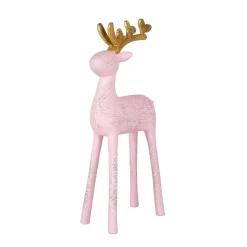 Christmas Accessories-National Tree Company First Traditions 12" Woodgrain Reindeer Decor, Pink