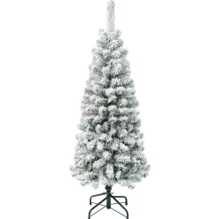 National Tree Company Slim^First Traditions Acacia Flocked Tree Slim Christmas Tree, 4.5 Ft