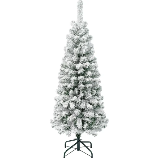 National Tree Company Slim^First Traditions Acacia Flocked Tree Slim Christmas Tree, 4.5 Ft
