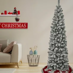 Slim-National Tree Company First Traditions Acacia Flocked Tree Slim Christmas Tree, 7.5 Ft