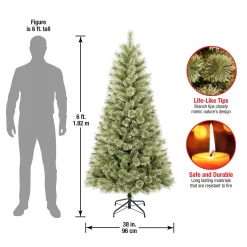 Full-National Tree Company First Traditions Arcadia Pine Cashmere Christmas Tree With Hinged Branches, 6 Ft