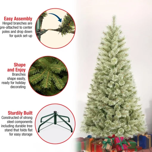 Full-National Tree Company First Traditions Arcadia Pine Cashmere Christmas Tree With Hinged Branches, 6 Ft