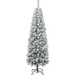 5Ft - 6Ft-National Tree Company First Traditions Collection Artificial Christmas Tree, Acacia, Pencil Slim, Flocked, Includes Stand, 6 Feet