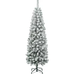 National Tree Company Slim^First Traditions Collection Artificial Christmas Tree, Acacia, Pencil Slim, Flocked, Includes Stand, 6 Feet