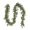 7' To 10' Garland-National Tree Company First Traditions Collection, 9 Ft Pre-Lit Artificial North Conway Garland With Glittery Cones And Eucalyptus, 100 Warm White Led Lights- Battery Operated With Timer