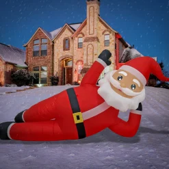 Christmas Inflatable-National Tree Company First Traditions Collection 12 Ft. Inflatable Prelit Relaxing Santa