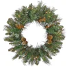 25" To 36" Wreath-National Tree Company First Traditions Collection, 30" Pre-Lit Artificial North Conway Wreath With Glittery Cones And Eucalyptus