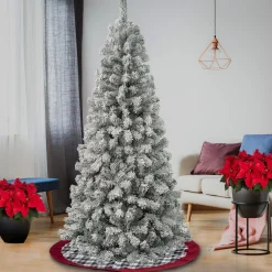 5Ft - 6Ft-National Tree Company First Traditions Collection Artificial Christmas Tree, Acacia, Flocked, Includes Stand, 6 Feet